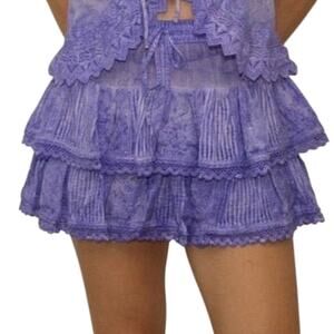 Muche & Muchette Coquette Purple Tiered Cotton Mini Skort OS